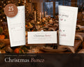 Christmas Bunco Night Kit printable from Rooted & Refined: cover preview with the printed pages styled on a table