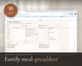 Meal Planner Google Sheets printable from Rooted & Refined: cover preview with the printed pages styled on a table
