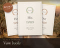 Wedding Vow Books printable from Rooted & Refined: cover preview with the printed pages styled on a table