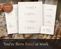 You've Been Booed Office Kit printable from Rooted & Refined: cover preview with the printed pages styled on a table