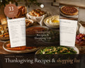 Thanksgiving Recipe Cards printable from Rooted & Refined: cover preview with the printed pages styled on a table