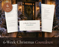 Christmas Countdown Checklist printable from Rooted & Refined: cover preview with the printed pages styled on a table