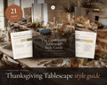 Thanksgiving Tablescape Guide printable from Rooted & Refined: cover preview with the printed pages styled on a table