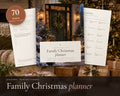 Family Christmas Planner printable from Rooted & Refined: cover preview with the printed pages styled on a table