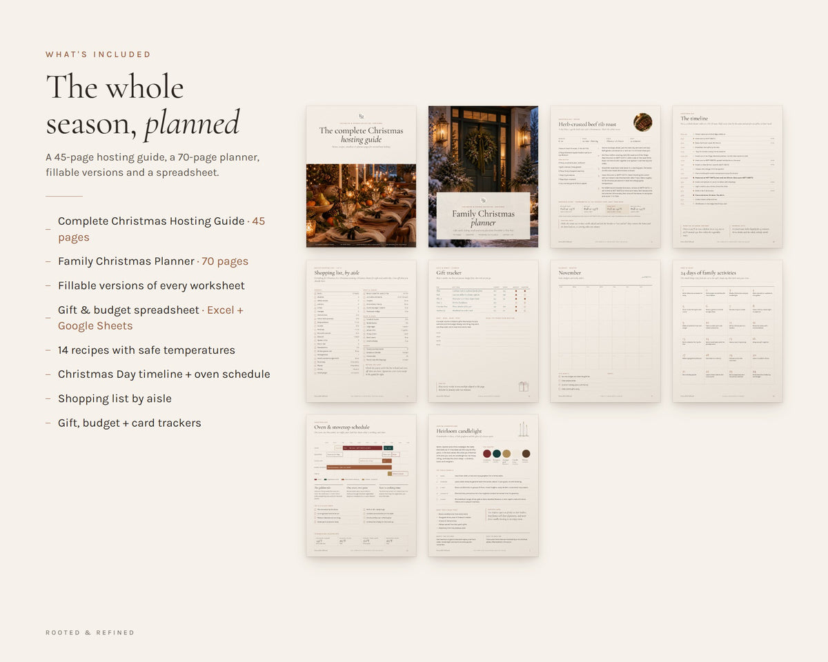 What's included in the Christmas Planner Bundle printable: an overview of every page in the download