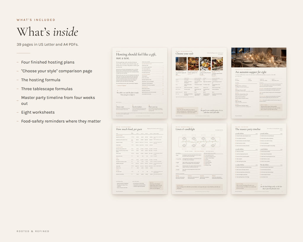 What's included in the Entertaining Planner printable: an overview of every page in the download