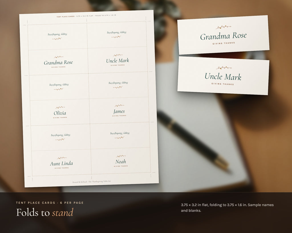Inside the Thanksgiving Place Cards printable: sample pages, view 3 of 8