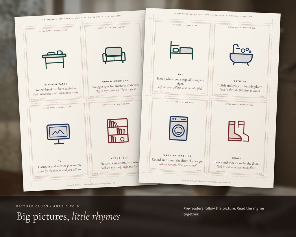 Inside the Christmas Present Scavenger Hunt for Kids printable: sample pages, view 3 of 7