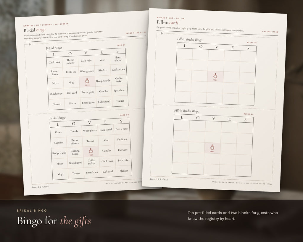 Inside the Bridal Shower Games Bundle printable: sample pages, view 3 of 8