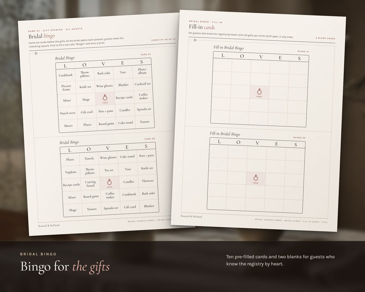 Inside the Bridal Shower Games Bundle printable: sample pages, view 3 of 8