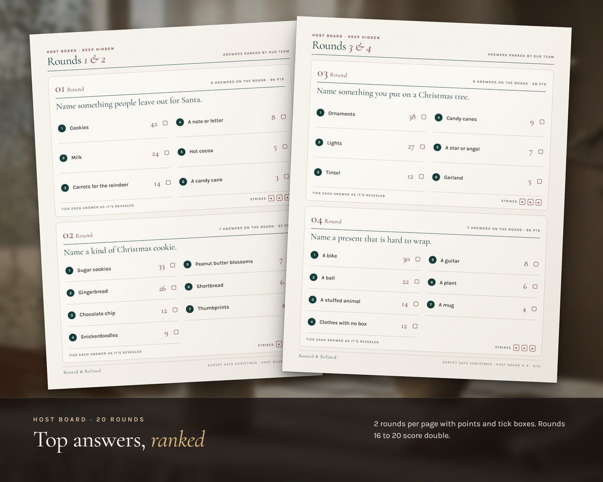 Inside the Survey Says Christmas Game printable: sample pages, view 3 of 8