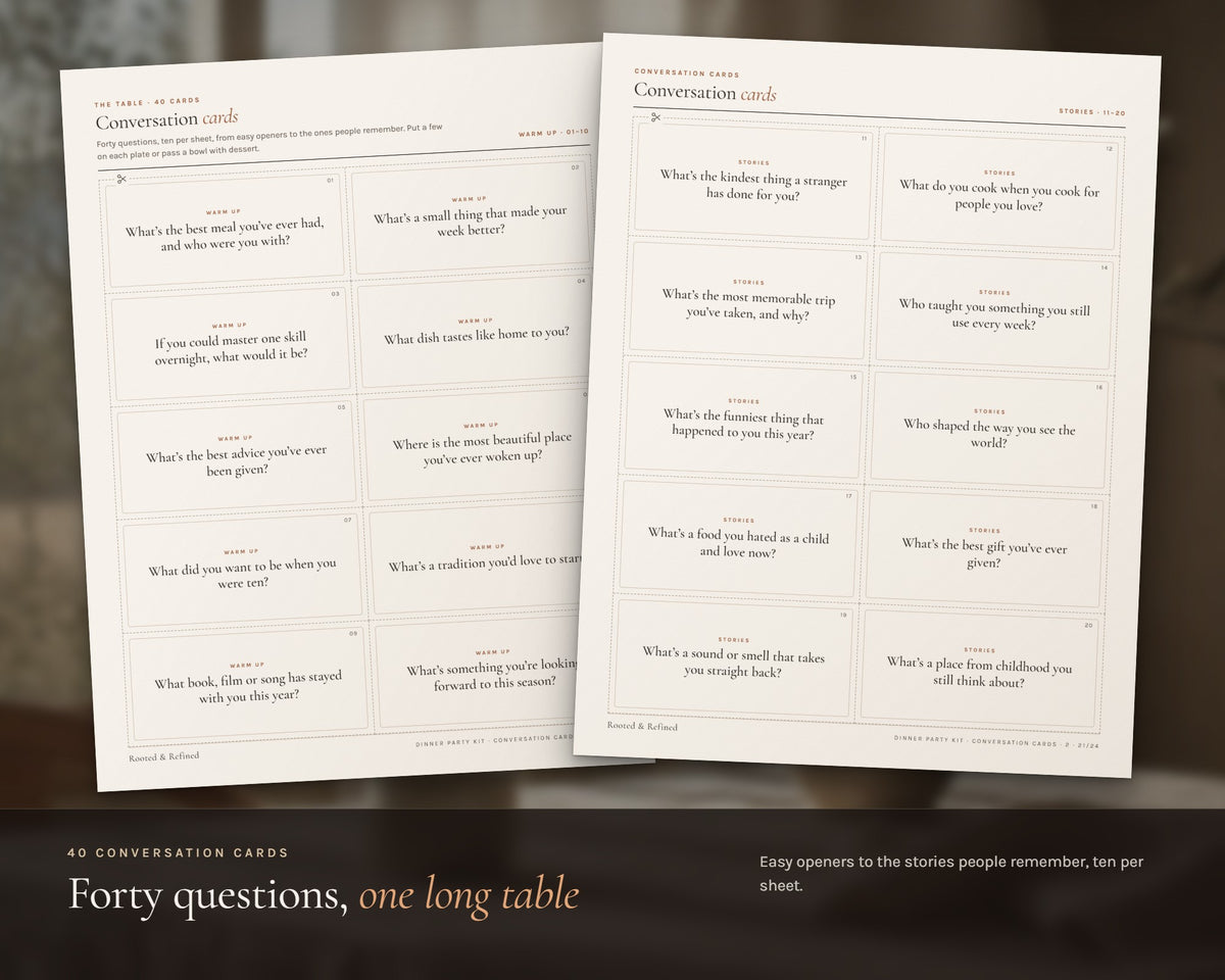 Inside the Dinner Party Kit printable: sample pages, view 3 of 7