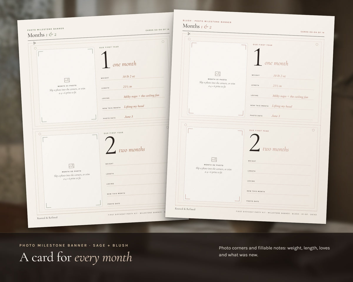 Inside the First Birthday Party Kit printable: sample pages, view 3 of 7