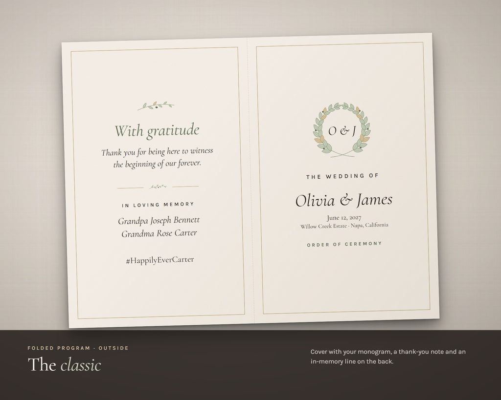 Inside the Wedding Program printable: sample pages, view 3 of 7