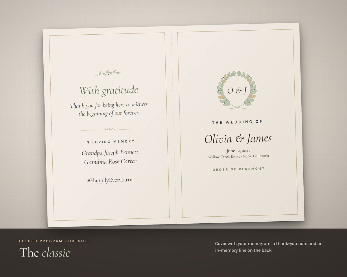 Inside the Wedding Program printable: sample pages, view 3 of 7