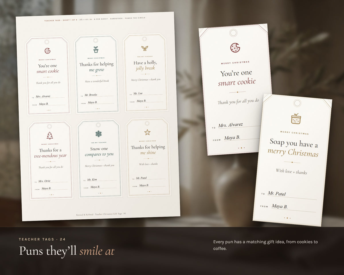 Inside the Teacher Christmas Gift Tags printable: sample pages, view 3 of 8
