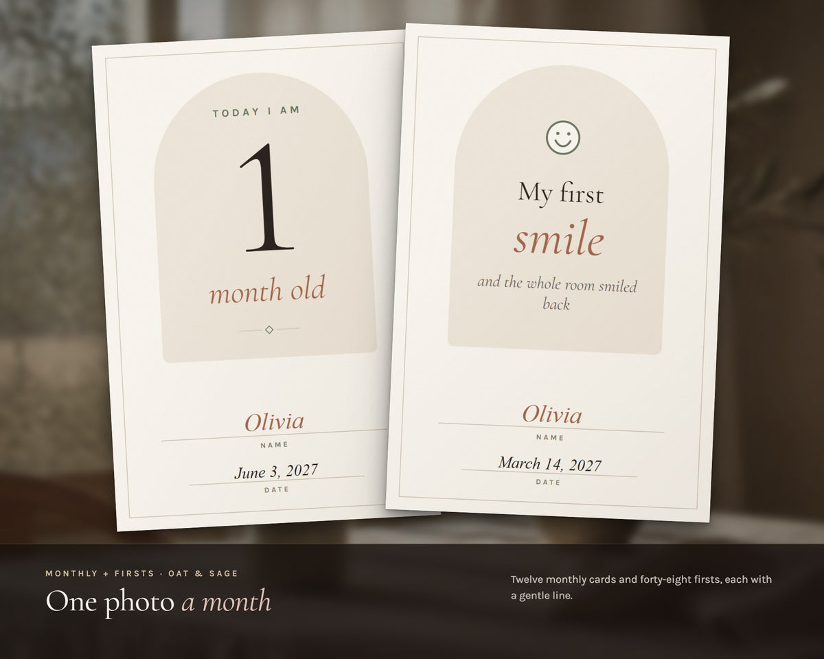 Inside the Baby Milestone Cards printable: sample pages, view 3 of 7