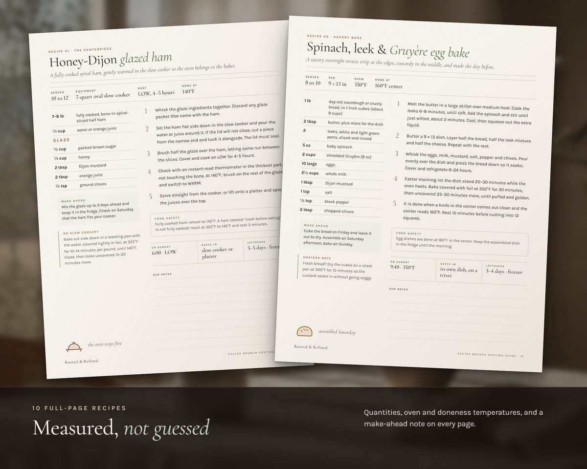 Inside the Easter Brunch Menu printable: sample pages, view 3 of 8