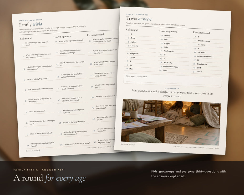 Inside the Family Game Night Kit printable: sample pages, view 3 of 7