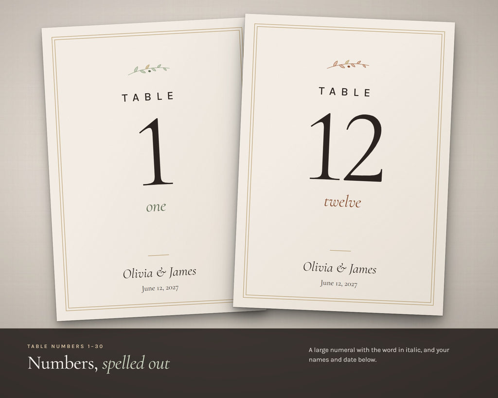 Inside the Wedding Table Numbers 1-30 printable: sample pages, view 3 of 7