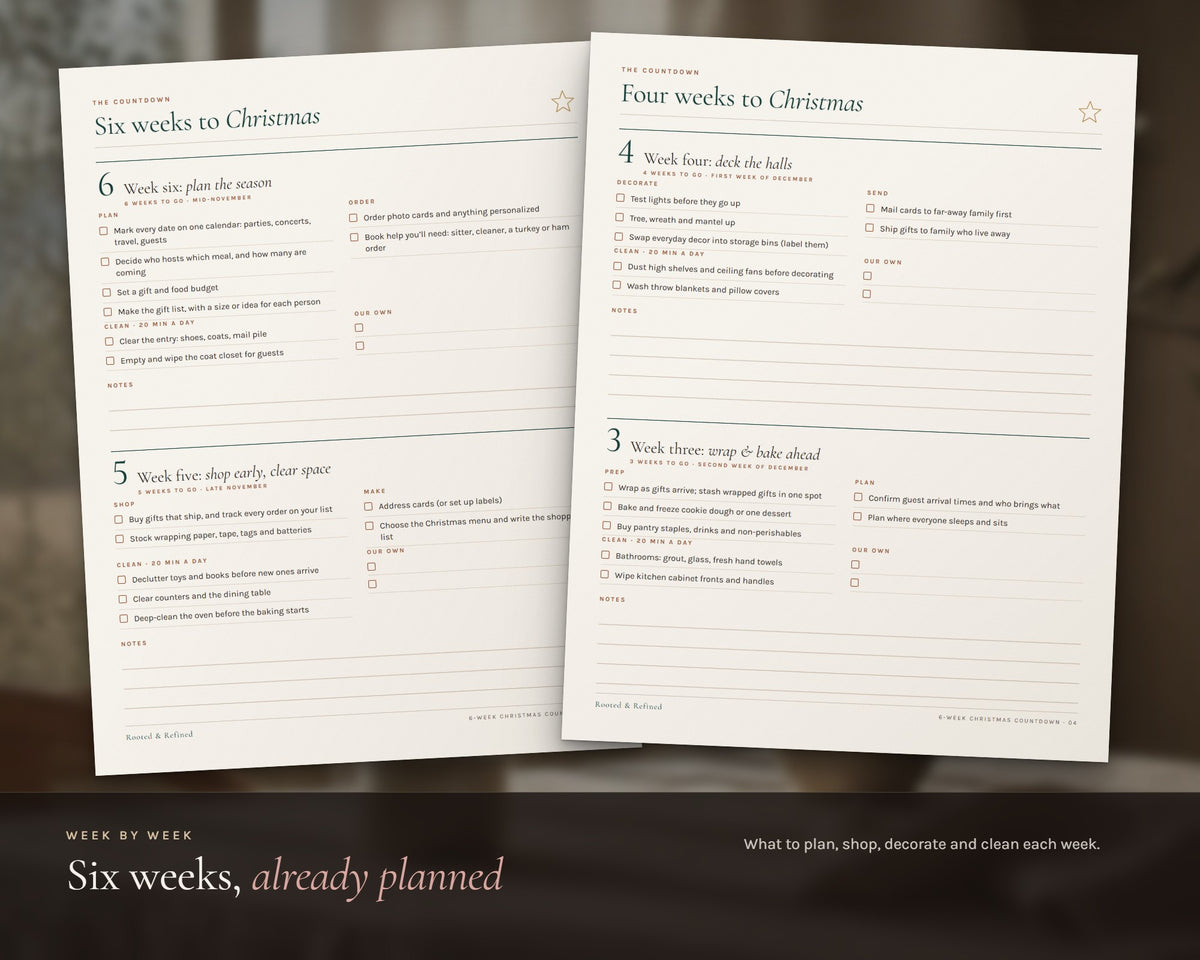 Inside the Christmas Countdown Checklist printable: sample pages, view 3 of 6