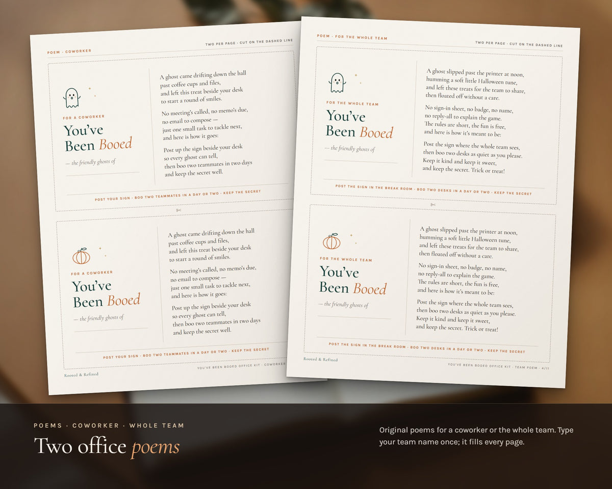 Inside the You've Been Booed Office Kit printable: sample pages, view 3 of 8