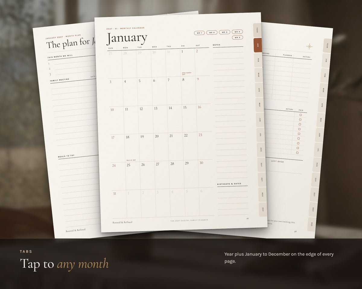 Inside the 2027 Digital Family Planner printable: sample pages, view 3 of 5