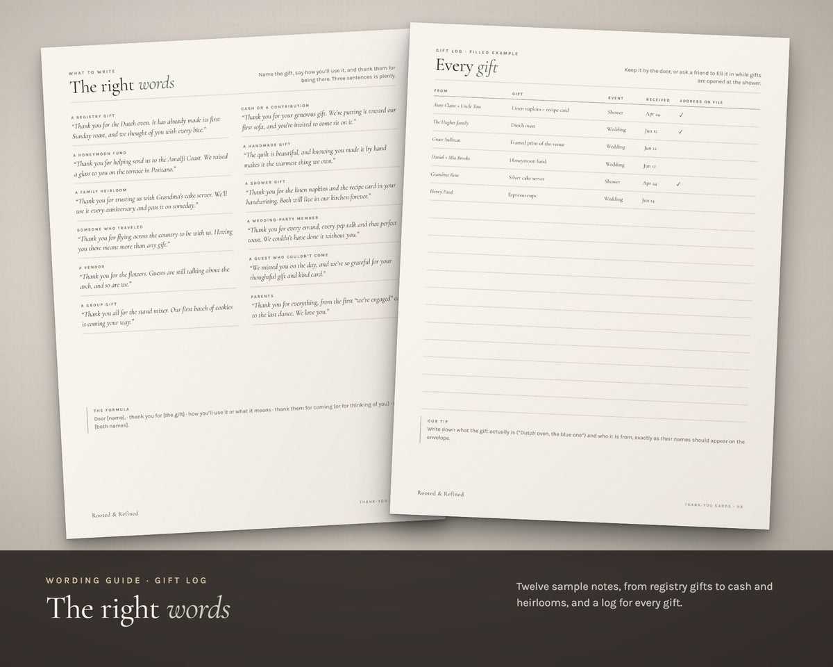 Inside the Wedding Thank You Cards printable: sample pages, view 3 of 7