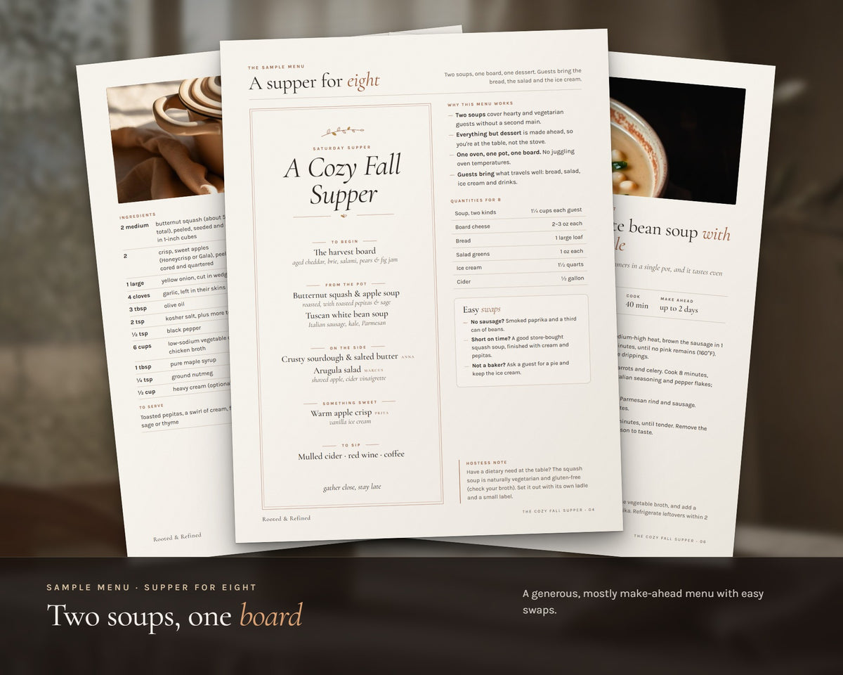 Inside the Fall Dinner Party Planner printable: sample pages, view 3 of 7