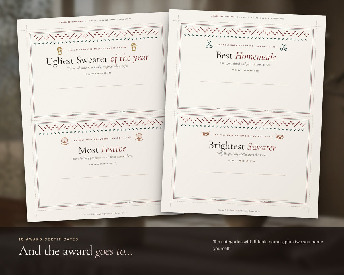 Inside the Ugly Sweater Party Kit printable: sample pages, view 3 of 7
