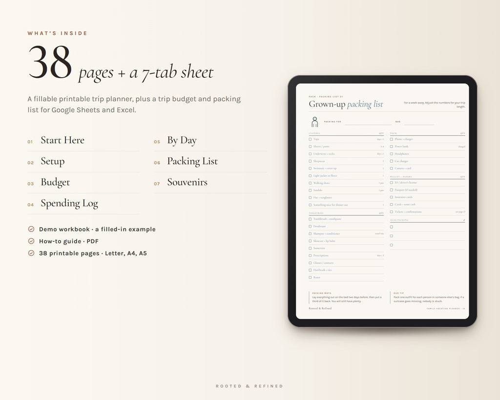 Inside the Family Vacation Planner printable: sample pages, view 3 of 8