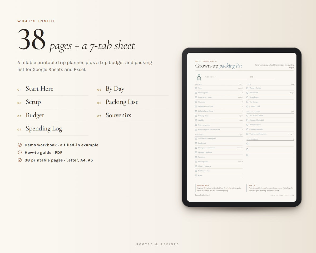 Inside the Family Vacation Planner printable: sample pages, view 3 of 8
