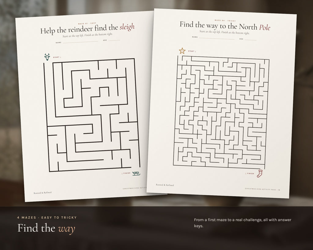 Inside the Christmas Activity Pack for Kids printable: sample pages, view 3 of 8