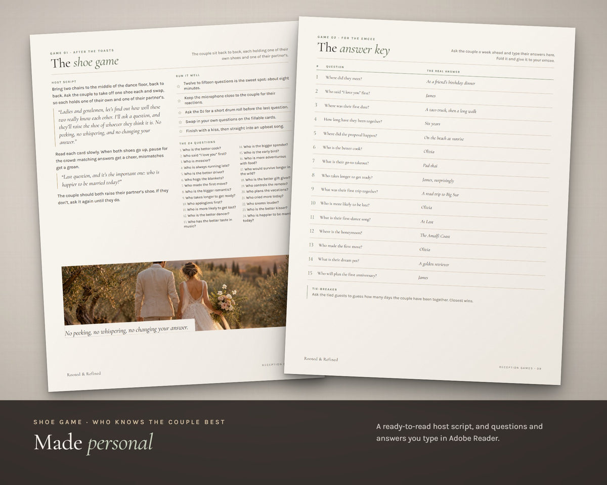 Inside the Wedding Reception Games Bundle printable: sample pages, view 3 of 7