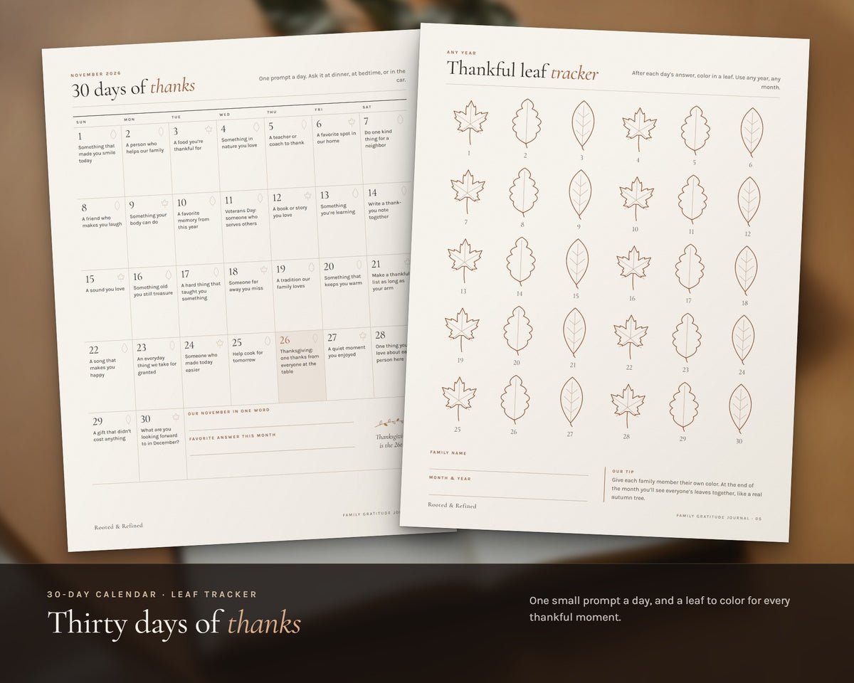 Inside the Thanksgiving Gratitude Journal for Kids and Family printable: sample pages, view 3 of 8