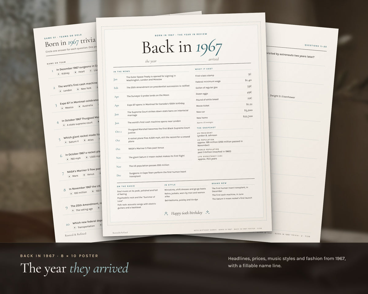 Inside the 60th Birthday Party Games printable: sample pages, view 3 of 8