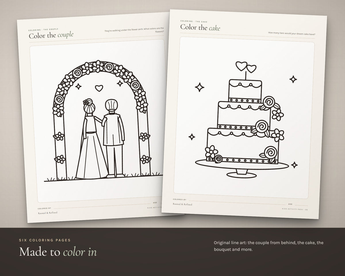 Inside the Wedding Activity Book for Kids printable: sample pages, view 3 of 7