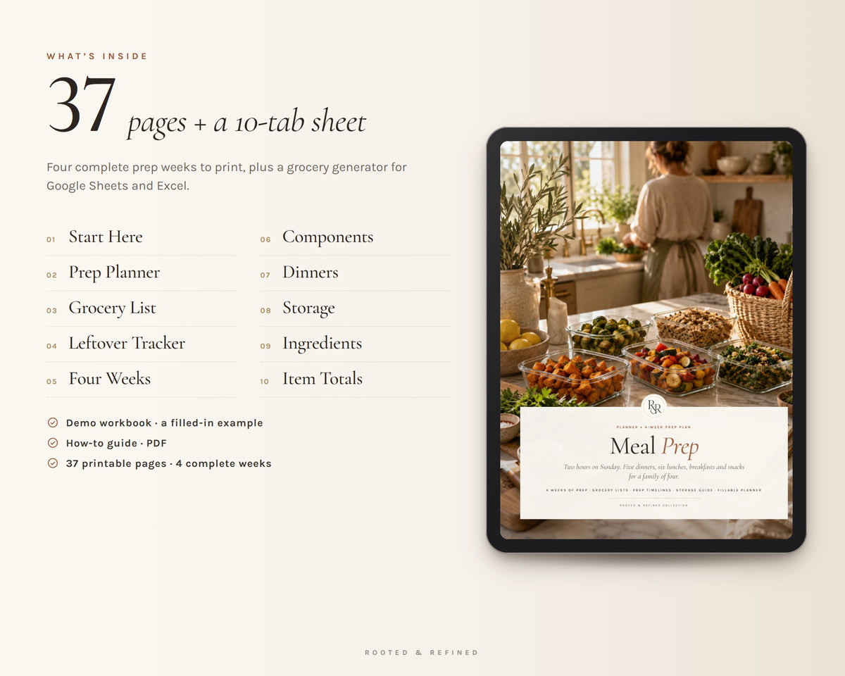 Inside the Meal Prep Planner printable: sample pages, view 3 of 8
