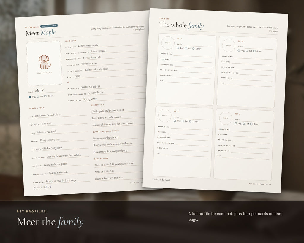 Inside the Pet Care Planner printable: sample pages, view 3 of 7