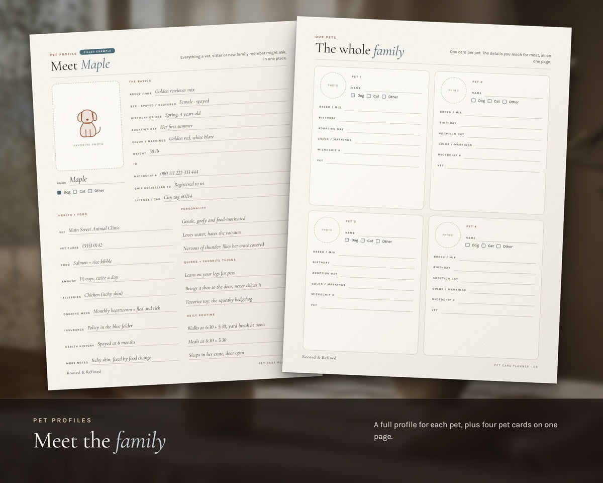 Inside the Pet Care Planner printable: sample pages, view 3 of 7