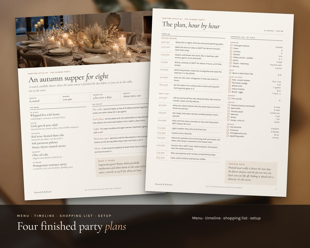 Inside the Entertaining Planner printable: sample pages, view 3 of 8
