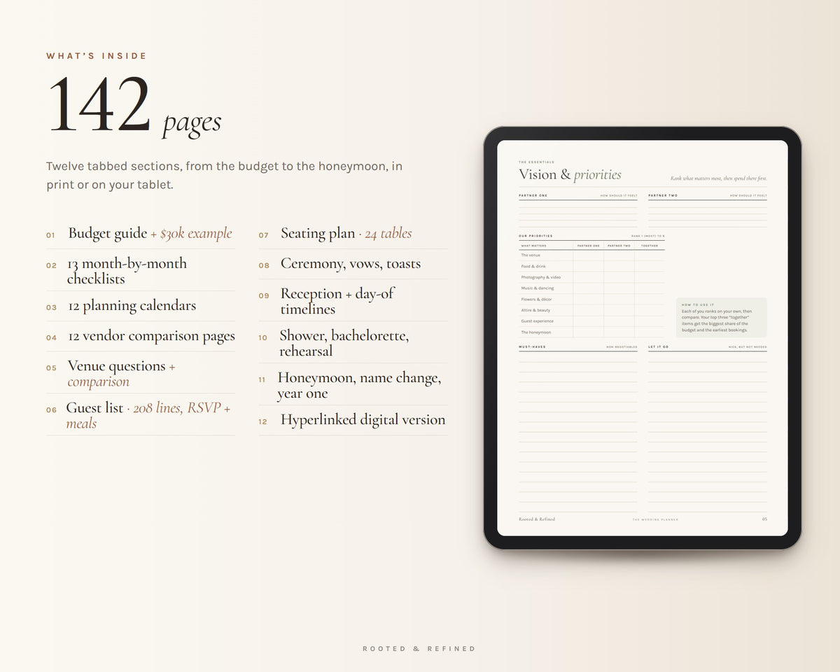 Inside the Wedding Planner printable: sample pages, view 3 of 8