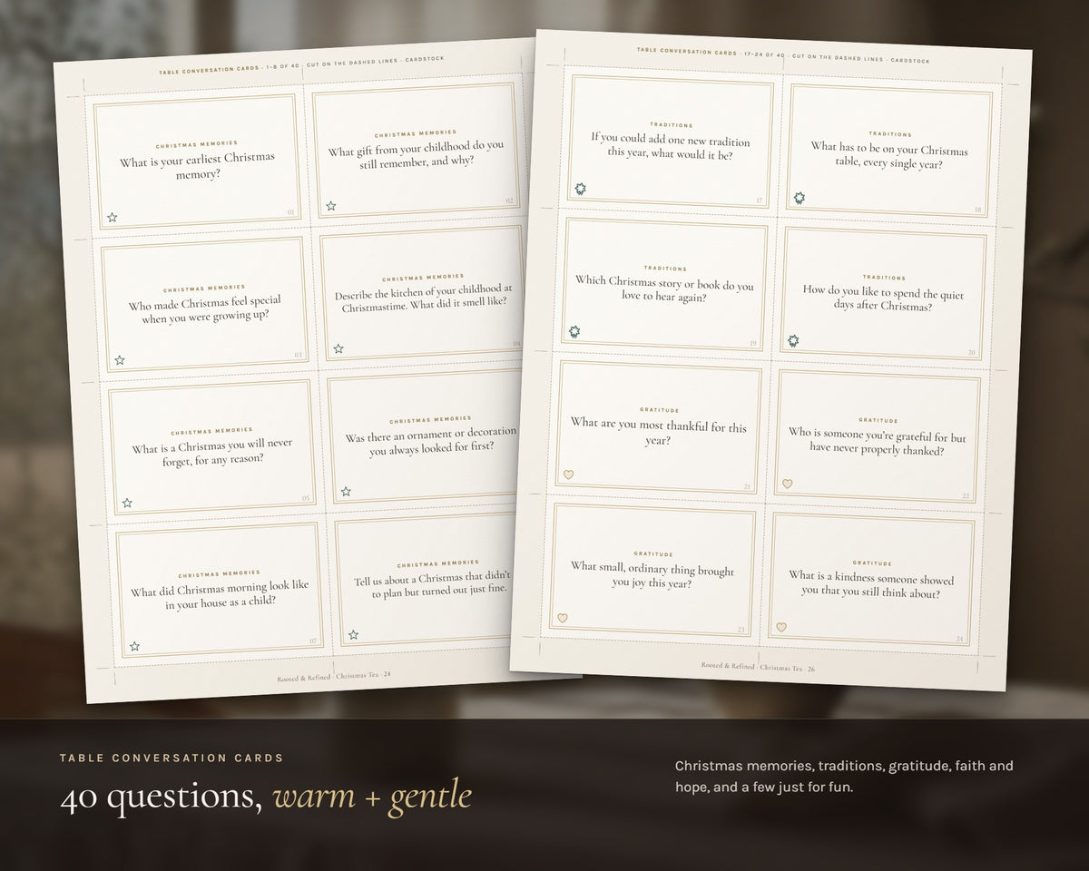 Inside the Christmas Tea Party Kit printable: sample pages, view 3 of 7