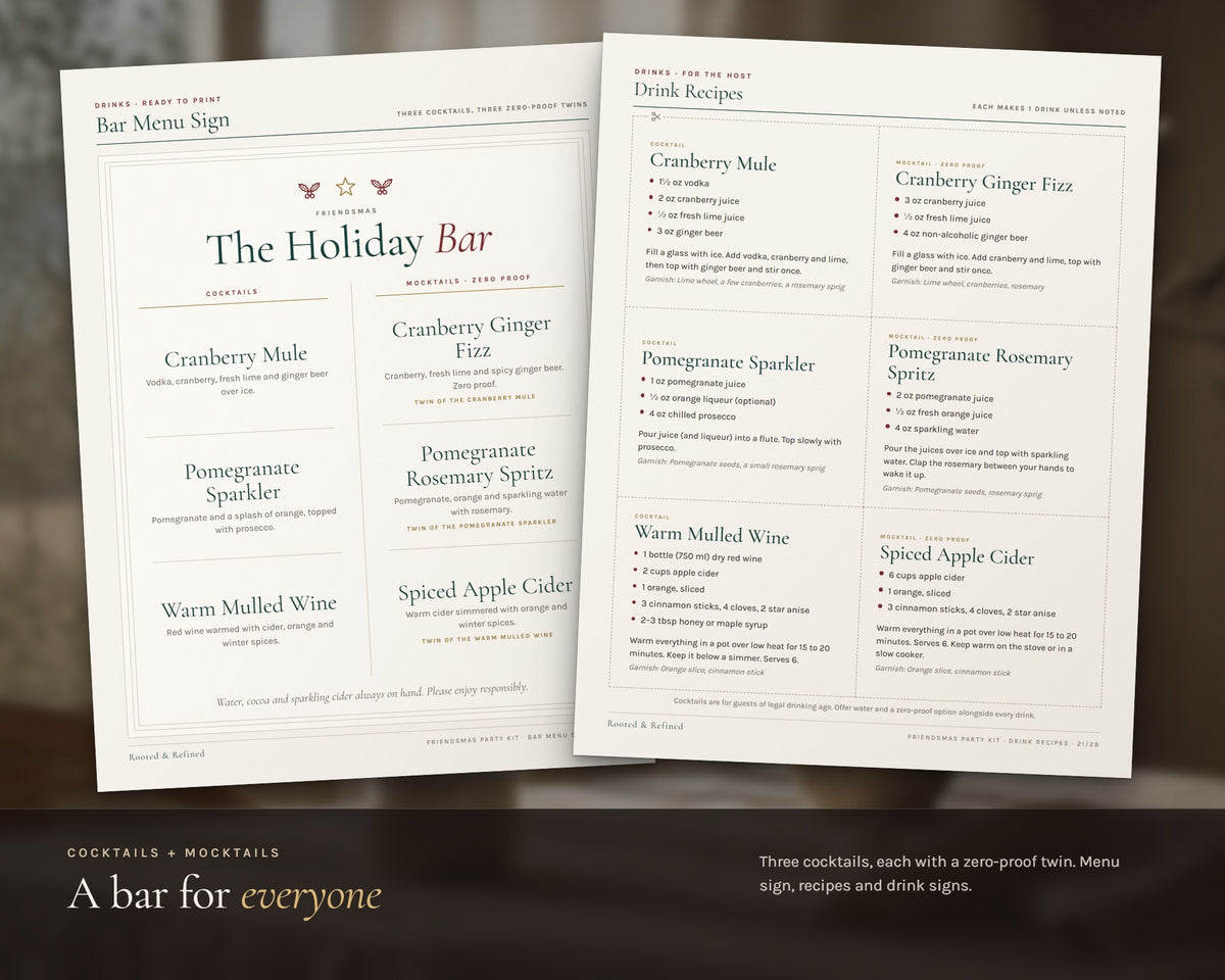 Inside the Friendsmas Party Kit printable: sample pages, view 3 of 8