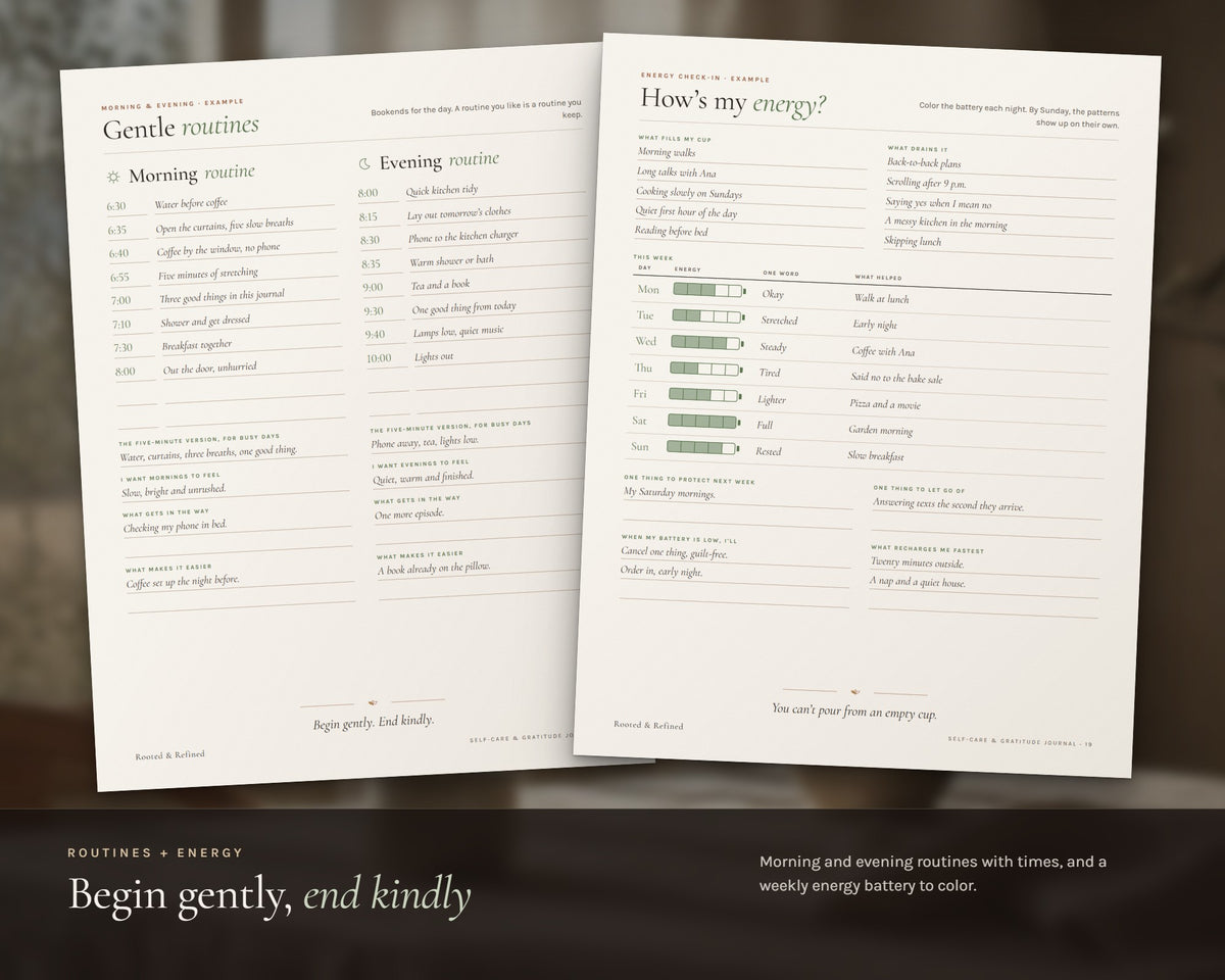 Inside the Self Care Journal printable: sample pages, view 3 of 8
