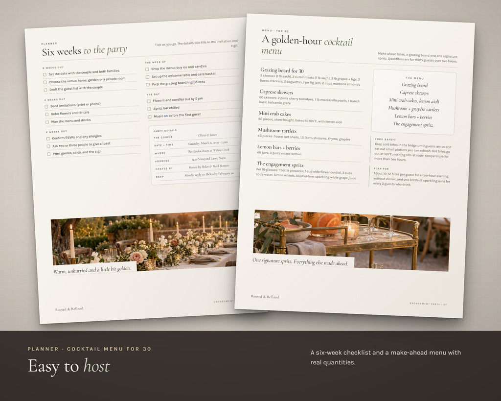 Inside the Engagement Party Kit printable: sample pages, view 3 of 7