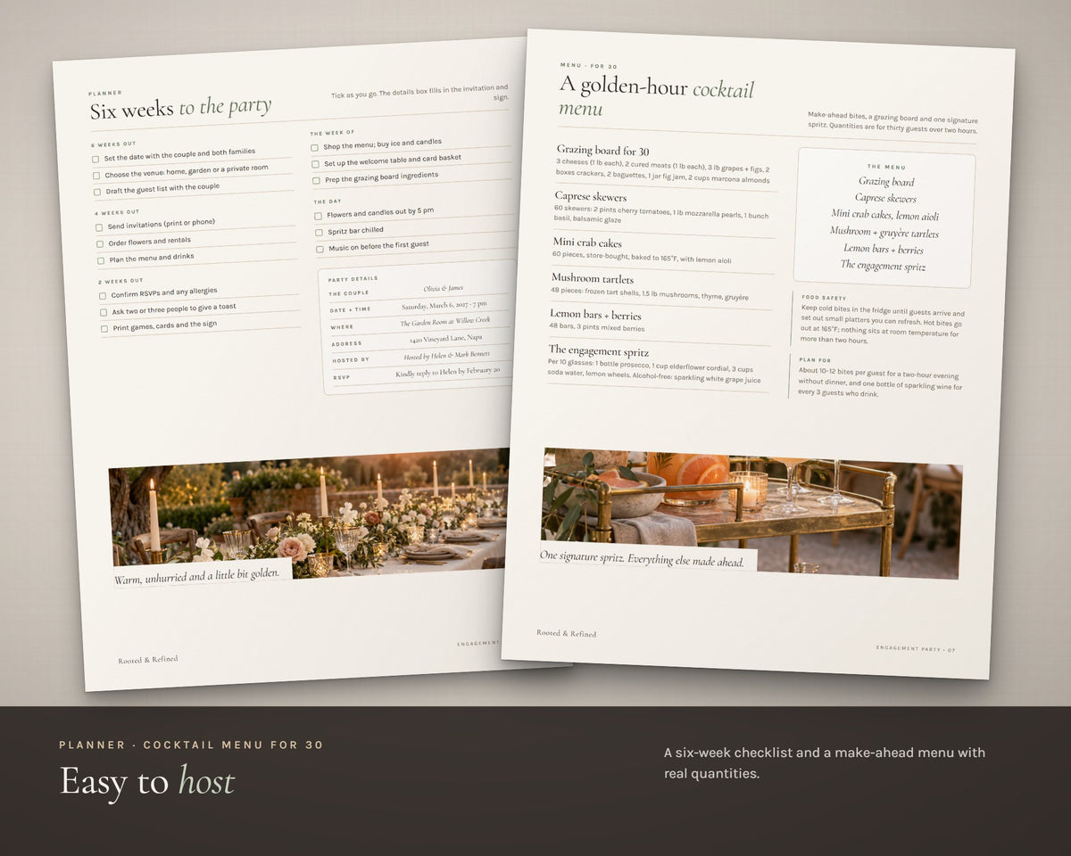 Inside the Engagement Party Kit printable: sample pages, view 3 of 7