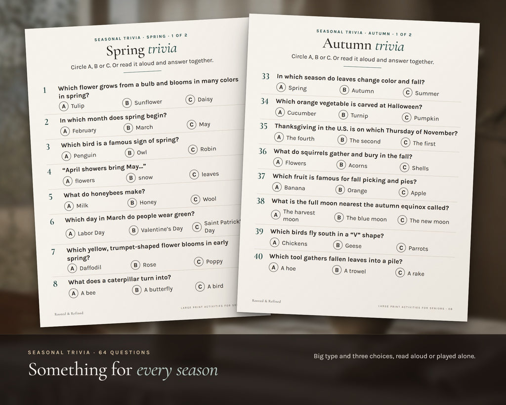 Inside the Large Print Activities for Seniors printable: sample pages, view 3 of 8