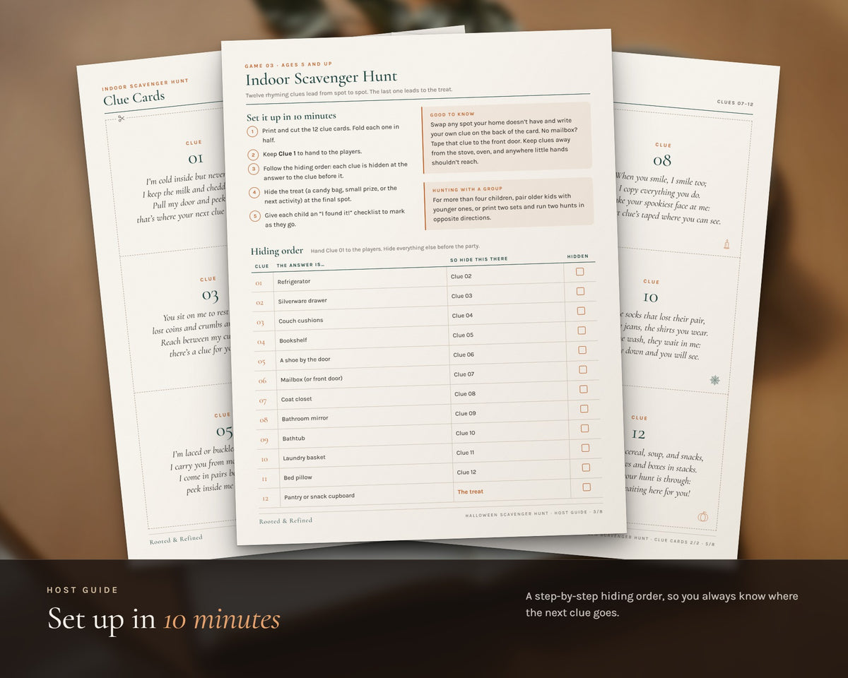Inside the Halloween Scavenger Hunt for Kids printable: sample pages, view 4 of 7