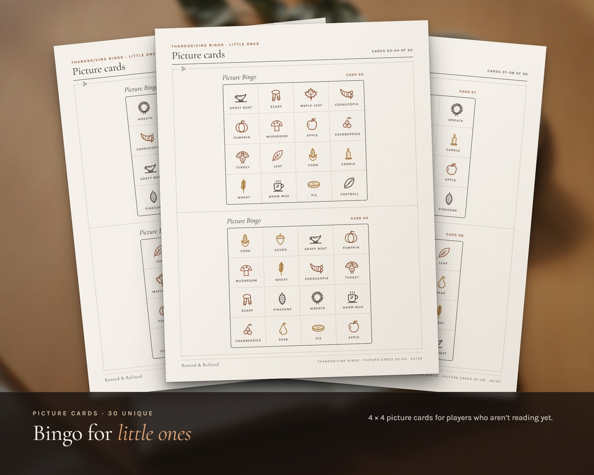 Inside the Thanksgiving Bingo printable: sample pages, view 4 of 7